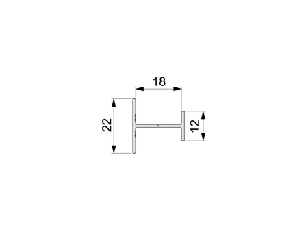 Profil do drzwi przesuwnych Placard H18x12/22, 2.35m cięty na 1,95m + reszta długości, Aluminium, Anodowany mat