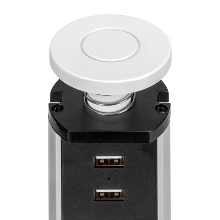 Wysuwane gniazdo wielofunkcyjne Vertikal,  3 gniazda Schuko, 2 USB typu A Białe 