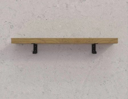 Półka drewniana dębowa 30x20x4cm w zestawie z czarnym uchwytem z wieszakiem 