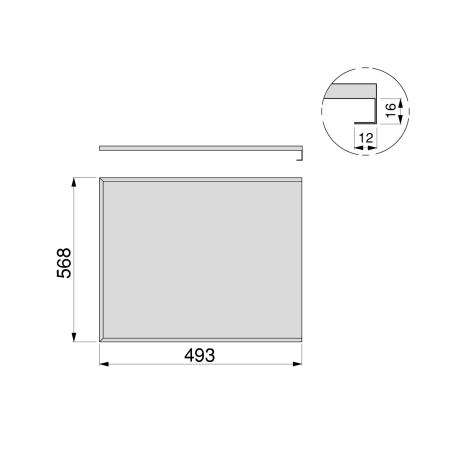 Panel ochronny do dna szafki, płyta 16 mm, moduł 600 mm, 568x493 mm, Plastik i Aluminium