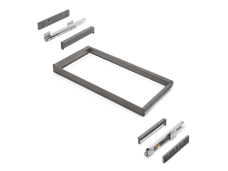 Rama z cichym domykiem i prowadnicami z pełnym wysuwem do akcesoriów meblowych Quartz, 812-838mm, Aluminium i plastik, Tytanowy