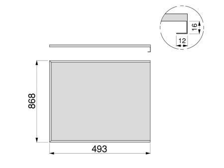 Panel ochronny do dna szafki, płyta 16 mm, moduł 900 mm, 868x493 mm, Plastik i Aluminium