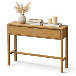 Konsola dębowa lite drewno dwie szuflady drewniane 1200x350x1000