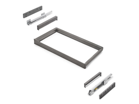 Rama z cichym domykiem i prowadnicami z pełnym wysuwem do akcesoriów meblowych Quartz, 762-788mm, Aluminium i plastik, Tytanowy