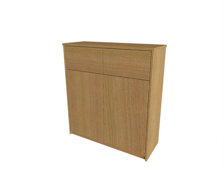 Komoda dębowa lite drewno dwie szuflady cztery półki drewniane lakierowana 1020x347x940