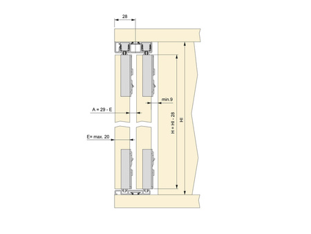 Tor dolny Flow do drzwi przesuwnych do montażu natynkowego o długości 2,35m, cięty na 1,95m + reszta, Aluminium, Anodowany mat  
