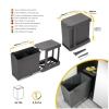 Pojemniki do recyklingu do kuchni, 2 x 14L, mocowanie na dnie i automatyczne wysuwanie, Stal i Plastik, Szaro-antracytowy
