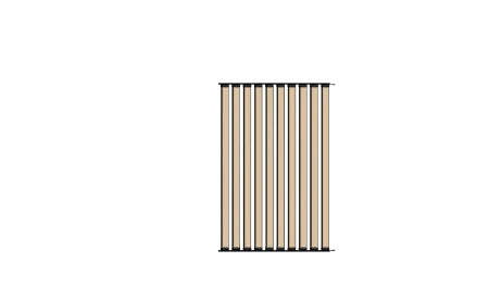 Ścianka ruchoma o szerokości 960mm i wysokości 1430mm System aluminiowy czarny i 10 desek sosnowych surowych