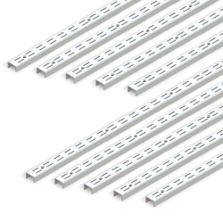 Zestaw 10 profili ściennych z podwójnym rowkiem Jagmet o rozstawie 32 mm, długość 2229 mm, Stal, Malowane na biało