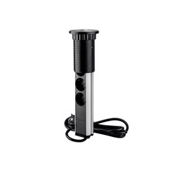 Wysuwane gniazdo wielofunkcyjne Vertikal, 3 gniazda Schuko, 2 USB typu A, 1 USB typu C Malowane aluminium