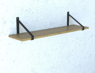 Półka drewniana dębowa 50x20x2cm w zestawie z białym trójkątnym uchwytem