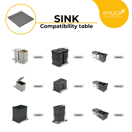 Osłona dna szafki kuchennej Sink 563x580 mm M60 Szaro-antracytowa Emuca