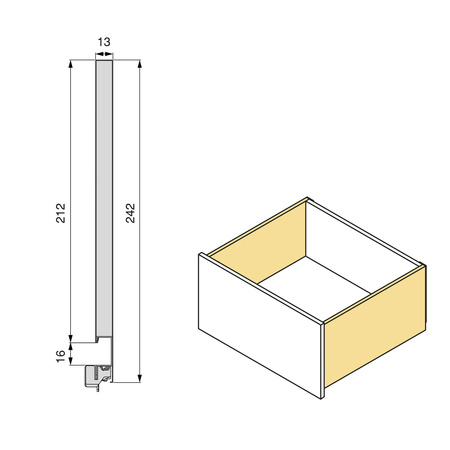 Szuflada Emuca L-450 H-242 Wysoka z systemem cichego domyku szaro-antracytowy zewnętrzna 60 kg Vertex 3D