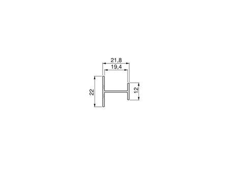 Profil do drzwi przesuwnych Placard H19x12/22, długość 2.35m cięty na 1.95m + reszta, Aluminium, Malowany na czarno