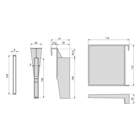Zestaw akcesoriów do podziału szuflad wewnętrznych, szerokość 600 mm szary malowane aluminium Emuca