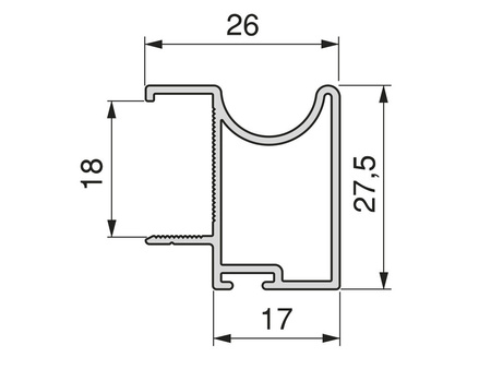 Listwa uchwytowa rączka do szaf Wave 18, długość 2.9m, Aluminium, Malowane na biało