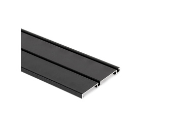 Tor dolny jezdny wpuszczany do drzwi przesuwnych Placard z systemami zatrzasków o długości 2,35m, cięty na 1,95m + reszta, Aluminium, Malowany na czarno