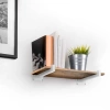 Półka drewniana dębowa 40x20x2cm w zestawie z białym uchwytem Shelf