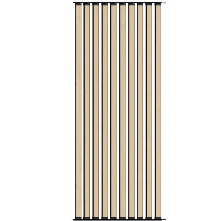 Ścianka ruchoma o szerokości 960mm i wysokości 2330mm System aluminiowy czarny i 10 desek sosnowych surowych