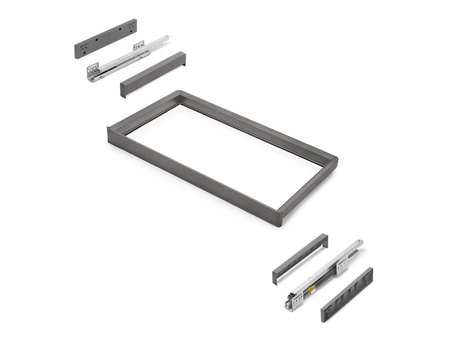 Rama z cichym domykiem i prowadnicami z pełnym wysuwem do akcesoriów meblowych Quartz, 787-813mm, Aluminium i plastik, Tytanowy