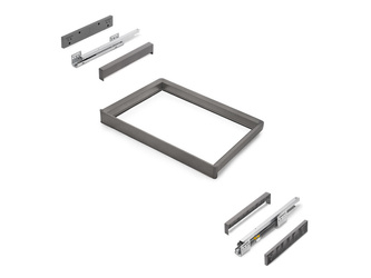 Rama z cichym domykiem i prowadnicami z pełnym wysuwem do akcesoriów meblowych Quartz, 662-688mm, Aluminium i plastik, Tytanowy