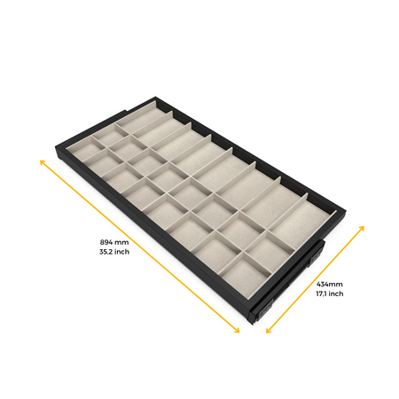 Szuflada ramka na akcesoria w zestawie z szufladą organizacyjną 860 - 894(M90) czarna Hack aluminium kpl 1szt.