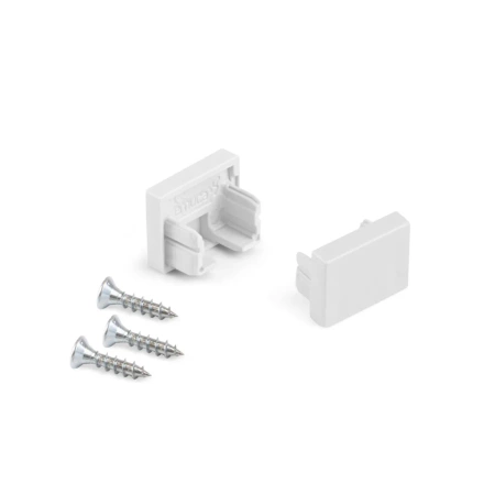 Komplet zaślepek do profili powierzchniowych Lynx W, do wykonywania opraw z paskami LED, Plastik, Biały