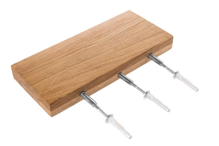 Półka drewniana dębowa 160x30x4cm w zestawie z 3 trzpieniami