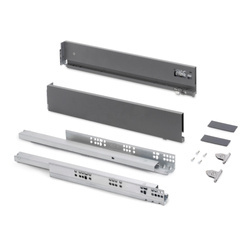 Szuflada Emuca L-400 H-93 Niska z systemem cichego domyku Szaro-antracytowa zewnętrzna 40 kg Vertex 3D