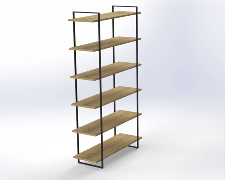 Stalowy stelaż do szafki czarny wysokość 1790 mm Ladder w zestawie z 6 dębowymi półkami  