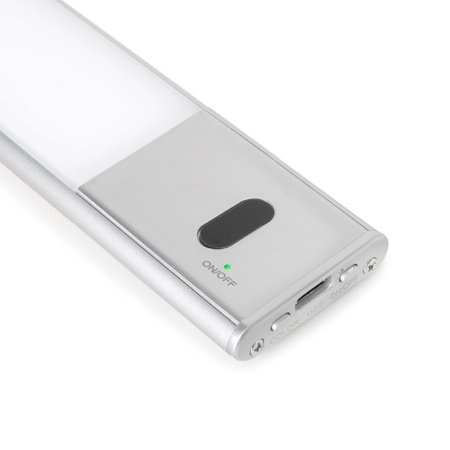 Półka drewniana dębowa 90x30x4cm w zestawie z lampą LED Kaus 60 cm z czujnikiem zbliżeniowym Anodyzowany mat