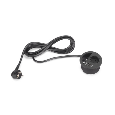 Listwa zasilająca Circle 80 z 1 gniazdkiem i wejściem USB-A oraz USB-C, wpuszczana, gniazdko typu Schuko Emuca