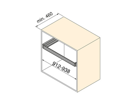 Rama z cichym domykiem i prowadnicami z pełnym wysuwem do akcesoriów meblowych Quartz, 912-938mm, Aluminium i plastik, Tytanowy