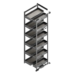 Wysuwana kolumna Harmony do drzwi na zawiasach do mebli kuchennych, Moduł o szerokości 600mm wysokość 1.780mm, Stal i Drewno, Szary antracytowy