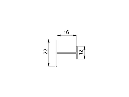 Profil do drzwi przesuwnych Placard H16x12/22, cienki profil, 2.35m cięty na 1,95m + reszta długości, Aluminium, Anodowany mat