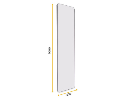 Wysuwane lustro do szafy Quartz, obracane o 180°, 1.000x300mm, Aluminium, szkło i stal, Tytanowy
