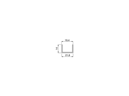 Profil do drzwi przesuwnych Placard U19x14, 2.35m cięty na 1,95m + reszta długości, Aluminium, Anodowany mat