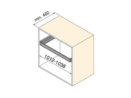 Rama z cichym domykiem i prowadnicami z pełnym wysuwem do akcesoriów meblowych Quartz, 1012-1038mm, Aluminium i plastik, Tytanowy