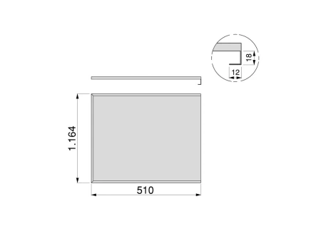 Panel ochronny do dna szafki, płyta 18 mm, moduł 1200 mm, 1164x510 mm, Plastik i Aluminium