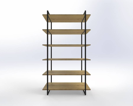 Stalowy stelaż do szafki czarny wysokość 1790 mm Ladder w zestawie z 6 dębowymi półkami  