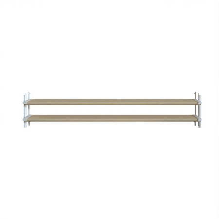 Aluminiowy biały kpl. uchwytów w zestawie z 2 ruchomymi deskami o długości 125 cm montowanych w pionie lub poziomie na listwie z możliwością łączenia o długości 19,2 cm