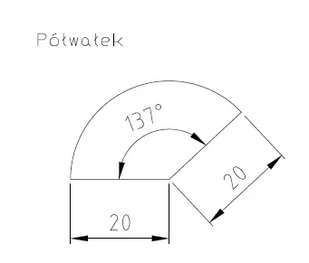 Listwa półwałek dębowy lakierowana 1mb 20x20 137 stopni drewno lite