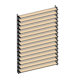 Ścianka ruchoma o szerokości 1430mm i wysokości 1440mm System aluminiowy antracyt i 15 desek sosnowych surowych