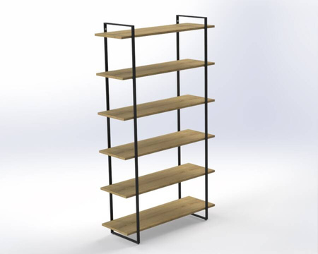 Stalowy stelaż do szafki czarny wysokość 1790 mm Ladder w zestawie z 6 dębowymi półkami  