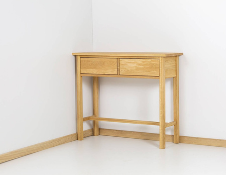 Konsola dębowa lite drewno dwie szuflady drewniane 700x350x750