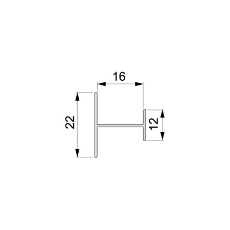Profil do drzwi przesuwnych Placard H16x12/22, cienki profil, 2.35m cięty na 1,95m + reszta, Aluminium, Malowane na czarno