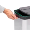 Pojemnik do recyklingu Inox 2x12 litrów, mocowanie dolne, wysuw manualny/automatyczny, Plastik i stal nierdzewna