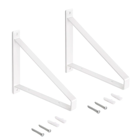 Półka drewniana dębowa 60x20x2cm w zestawie z białym trójkątnym uchwytem 