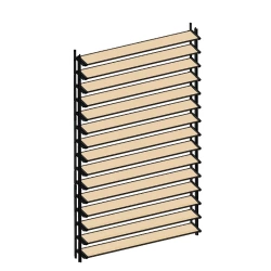 Ścianka ruchoma o szerokości 1230mm i wysokości 1440mm System aluminiowy antracytowy i 15 desek sosnowych surowych