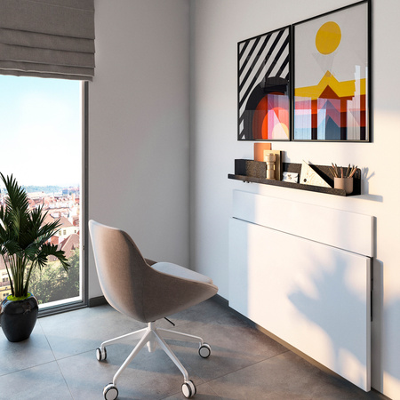 Stół składany dębowy lakier mat 80 cm x 60 cm podnoszenie/opuszczanie kolor czarny